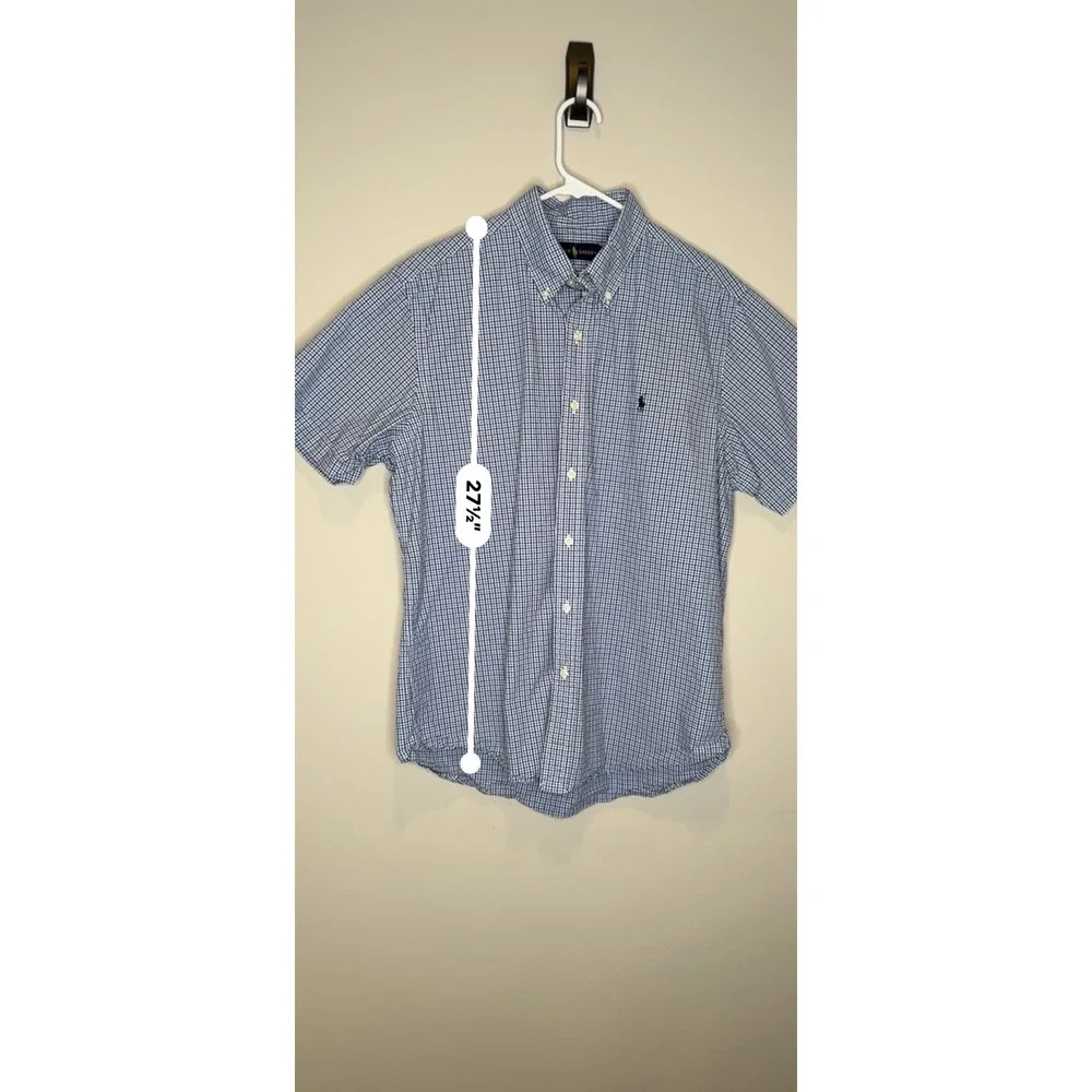 Polo Ralph Lauren Blue Gingham Button Down Shirt Men's Short Sleeve Pony Cotton